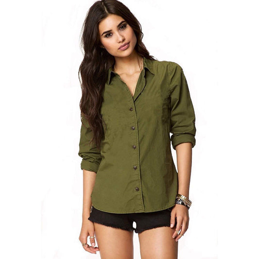 POISON IVY Women's Cotton Roll-Up Sleeves Casual Shirt