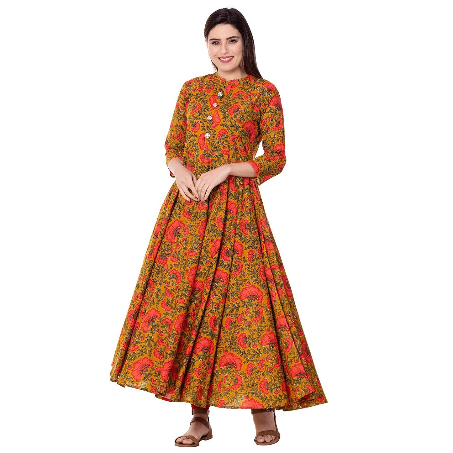 GULMOHAR JAIPUR Women's Cotton Printed Anarkali Kurta