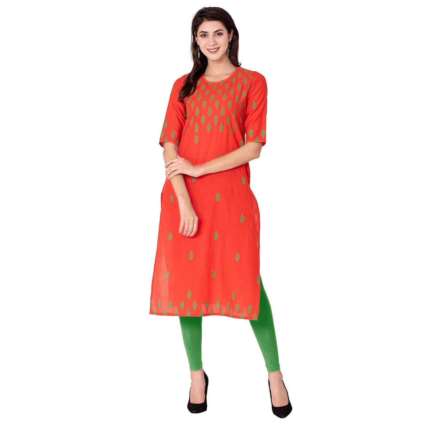 RAJMANDIRFABRICS Women's Cotton Straight Hand Block Printed Kurti